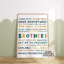 Brothers Print - Boys Playroom Bedroom Nursery Decor Unframed - thumbnail 1