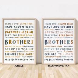 Brothers Print - Boys Playroom Bedroom Nursery Decor Unframed - thumbnail 3