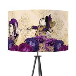 Lampshade Alice in Wonderland Purple Gold Blue Velvet - Drum Lamp Shade 25cm 30cm 35cm 40cm 45cm Table Lamp Shade, Ceiling Pendant - thumbnail 2