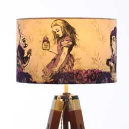 Lampshade Alice in Wonderland Purple Gold Blue Velvet - Drum Lamp Shade 25cm 30cm 35cm 40cm 45cm Table Lamp Shade, Ceiling Pendant - thumbnail 4