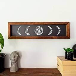 Moon Phases Wall Decor in Wooden Frame - Unique Art - thumbnail 2