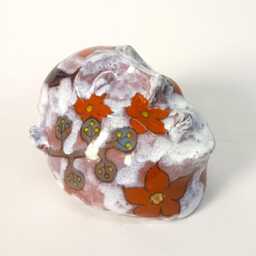 Hand-Painted Clay Head Sculpture Floral Glaze, Salon Decor. Crafts Sculpture Book Nook Insert. Interior Shelf Styling - thumbnail 3