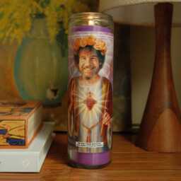 Saint Bob Ross Prayer Candle Scented Vegan Soy Wax, Handmade in UK - thumbnail 1
