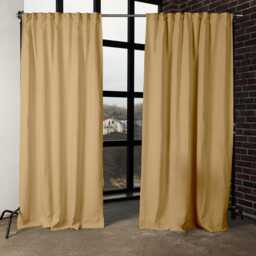 Light Camel Linen Curtain Panels Semi-Sheer Rod Pocket Curtains - Set Of 2 - thumbnail 2
