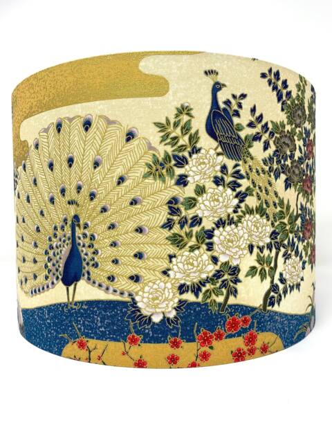 Japanese Peacock Lampshade Oriental Gold Bird Light Shade - image 1
