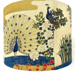 Japanese Peacock Lampshade Oriental Gold Bird Light Shade - thumbnail 4