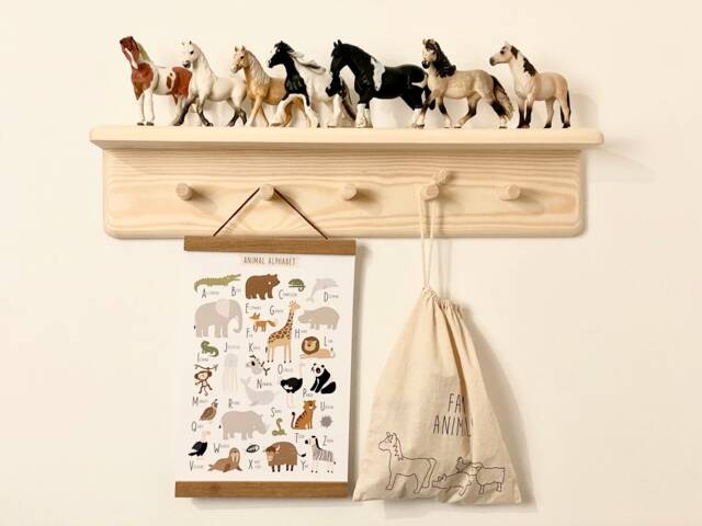 Handmade Nursery Peg Shelf Wooden Book Display, Montessori Decor - image 1