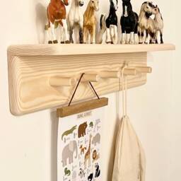 Handmade Nursery Peg Shelf Wooden Book Display, Montessori Decor - thumbnail 3