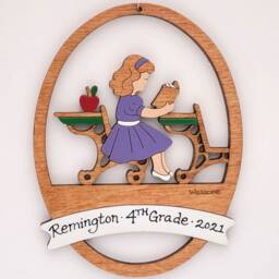 Personalized School Girl Christmas Ornament - Wood, Laser Cut, Hand Painted - thumbnail 4