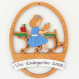 Personalized School Girl Christmas Ornament - Wood, Laser Cut, Hand Painted - thumbnail 2