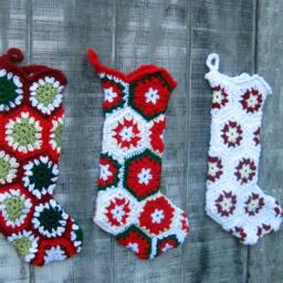 Crocheted Granny Square Christmas Stocking - thumbnail 4
