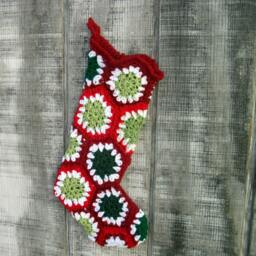Crocheted Granny Square Christmas Stocking - thumbnail 3