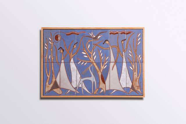 Ghosts Handmade Ceramic Mural Framed Neutral Wall Art Nature Eclectic Gallery Contemporary Figures Ghost Hygge - image 1