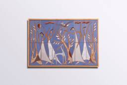 Ghosts Handmade Ceramic Mural Framed Neutral Wall Art Nature Eclectic Gallery Contemporary Figures Ghost Hygge - thumbnail 1