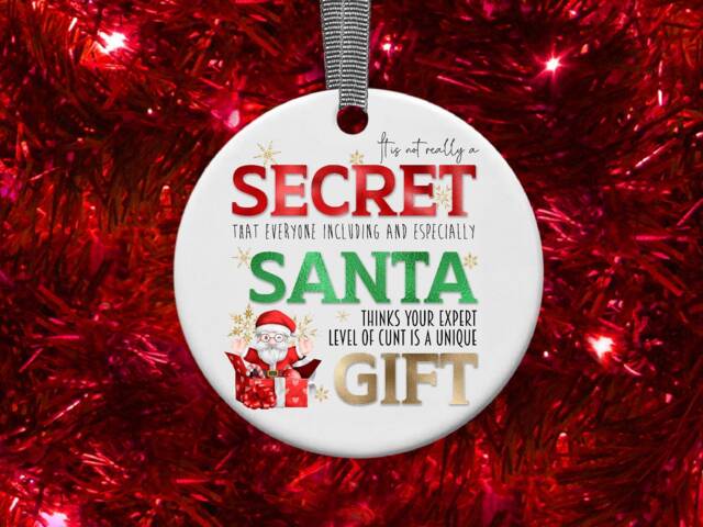 Rude Christmas Secret Santa Gift - Bauble Ornament Friend Funny Present Keepsake Novelty