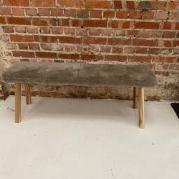 Brown Sheepskin Covered Bench, Genuine Sheepskin, Wooden. Bench , Dining Bench, Table, Amazing Gift - thumbnail 2