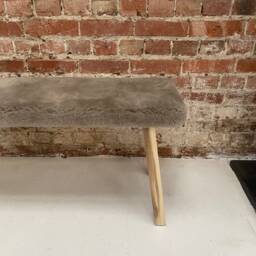 Brown Sheepskin Covered Bench, Genuine Sheepskin, Wooden. Bench , Dining Bench, Table, Amazing Gift - thumbnail 3
