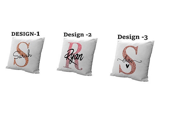 Personalized Name Pillow Cover White Polyester Cushion, Any Name/Initials - image 1
