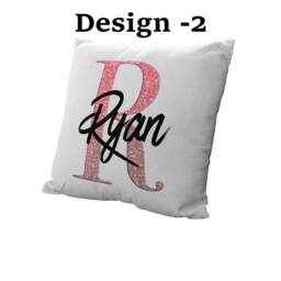 Personalized Name Pillow Cover White Polyester Cushion, Any Name/Initials - thumbnail 3