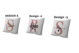 Personalized Name Pillow Cover White Polyester Cushion, Any Name/Initials - thumbnail 1