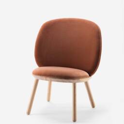 Wooden Upholstered Low Chair Scandi Style Lounge Armchair - thumbnail 2