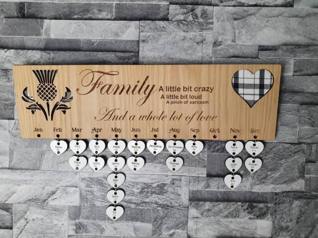 Personalized Family Birthday Calendar Engraved Wooden Anniversary Tracker - image 1
