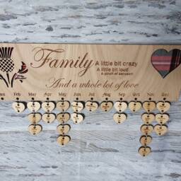 Personalized Family Birthday Calendar Engraved Wooden Anniversary Tracker - thumbnail 2