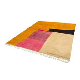 Abstract Moroccan Beni Rug - Yellow Pink Black Cream Authentic Berber Wool - thumbnail 2