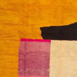Abstract Moroccan Beni Rug - Yellow Pink Black Cream Authentic Berber Wool - thumbnail 3
