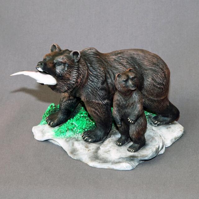 "Bronze Bear Sculpture Figurine ""First Lesson" - image 1