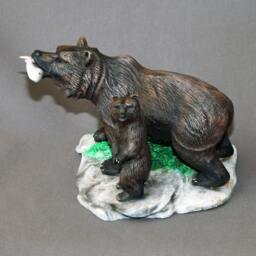 "Bronze Bear Sculpture Figurine ""First Lesson" - thumbnail 4