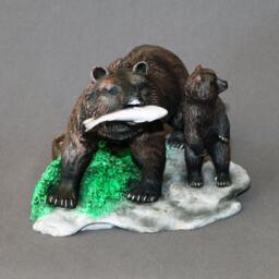 "Bronze Bear Sculpture Figurine ""First Lesson" - thumbnail 2