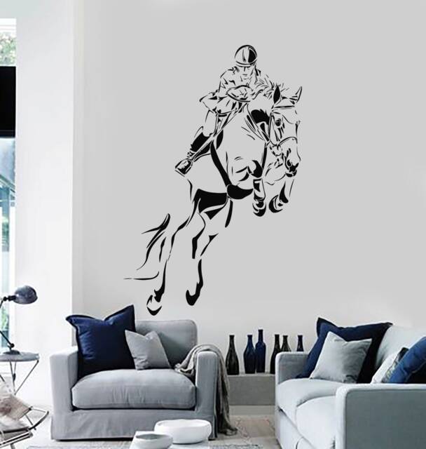 Jockey Vinyl Wall Decal Horse Riding Race Track Guranteed Quality Decor Stickers Mural - #2288DI - image 1