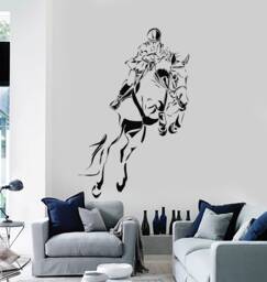 Jockey Vinyl Wall Decal Horse Riding Race Track Guranteed Quality Decor Stickers Mural - #2288DI - thumbnail 1