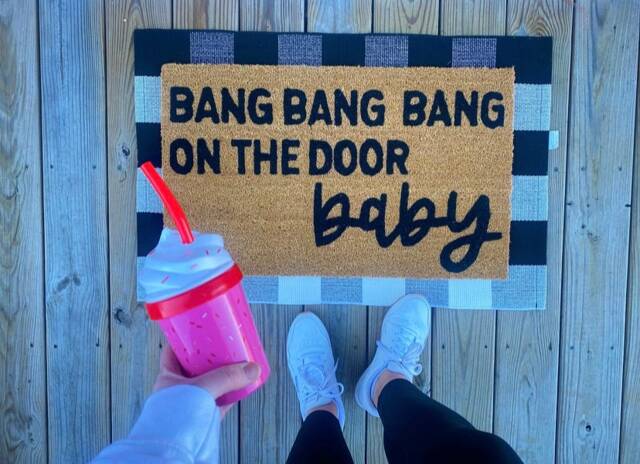 Bang Bang On The Door Baby, Valentine Doormat, Spring Gift Idea - image 1
