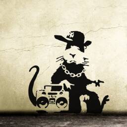 Wall Decal Banksy Hip Hop Rat, Gangsta Rat Decal, Street Art Sticker, Urban Art, Vinyl Grafitty, Stencil Sticker - thumbnail 3