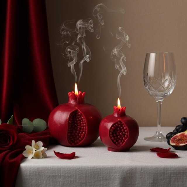 Pomegranate Candle - Soy Wax Fruit Sculptural Handmade Home Decor Eclectic - image 1