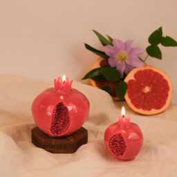 Pomegranate Candle - Soy Wax Fruit Sculptural Handmade Home Decor Eclectic - thumbnail 2