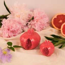 Pomegranate Candle - Soy Wax Fruit Sculptural Handmade Home Decor Eclectic - thumbnail 3