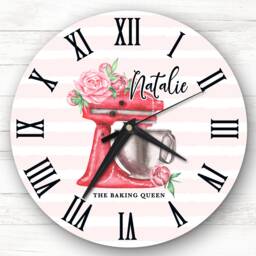 Floral Red Baking Mixer Personalised Gift Clock