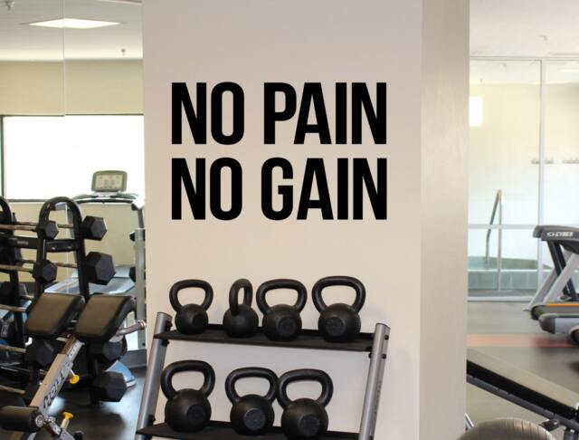 Gym Motivational Quote No Pain Gain Vinyl Decal Fitness Center Wall Sticker Home Interior Workout Graphics 3(Fgm - image 1