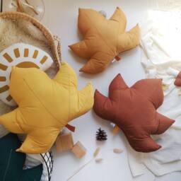 Forest Green Maple Leaf Cushion, Woodland Nursery Decor - thumbnail 3
