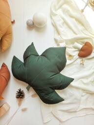 Forest Green Maple Leaf Cushion, Woodland Nursery Decor - thumbnail 1