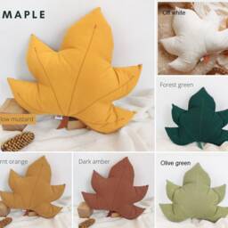 Forest Green Maple Leaf Cushion, Woodland Nursery Decor - thumbnail 2
