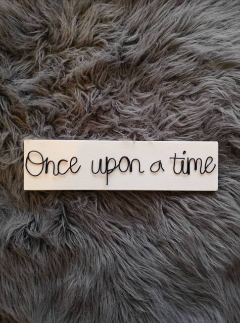 Wooden Wall Shelf Sign Children's Decor Once Upon A Time Wire Words Reading Nook - image 1