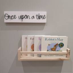 Wooden Wall Shelf Sign Children's Decor Once Upon A Time Wire Words Reading Nook - thumbnail 3