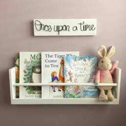 Wooden Wall Shelf Sign Children's Decor Once Upon A Time Wire Words Reading Nook - thumbnail 2