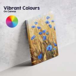 Blue Cornflower Golden Wheat Field Botanical Landscape Canvas Wall Art Print Decor Picture Ready To Hang - thumbnail 4