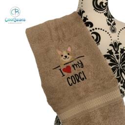 Corgi Dog Towel - Personalised Face Cloth/Hand Bath Embroidered - thumbnail 2