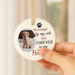Personalised Dog Memorial Christmas Photo Bauble Xmastree Decorations Cats Pets Remembrance Ceramic Ornaments - thumbnail 2
